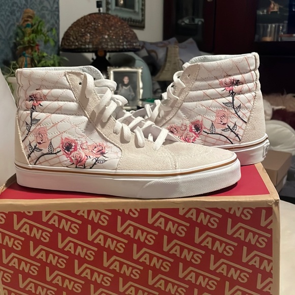 vans with pink roses